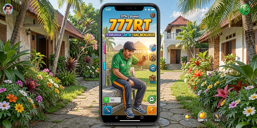 Tangkapan layar gameplay yang ceria dari 777RT, memperlihatkan keseruan permainan santai.