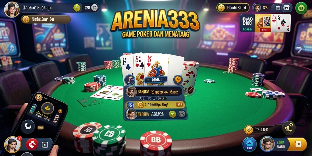 Tampilan gameplay seru di ARENA333 dengan suasana Poker yang menegangkan.