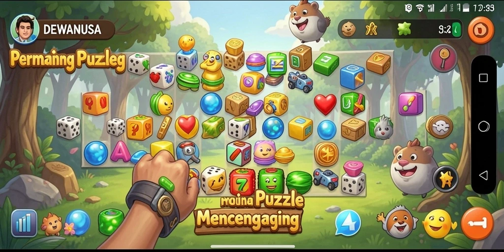 Tampilan gameplay DEWANUSA yang penuh warna dan menantang.