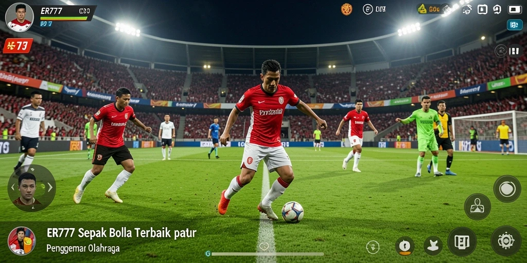 Tampilan gameplay menarik dari ER777 yang penuh aksi sepak bola.