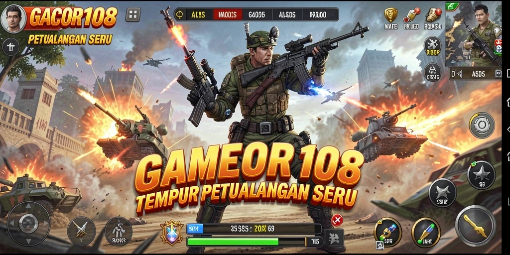 Tampilan utama gameplay GACOR108 dengan aksi tempur yang seru.