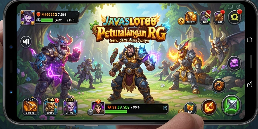 Screenshot dari gameplay <strong>JAVASLOT88</strong> menunjukkan pertempuran epik di dunia RPG.