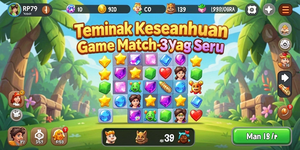 Tangkapan layar permainan RP79 yang menampilkan keseruan Match-3.