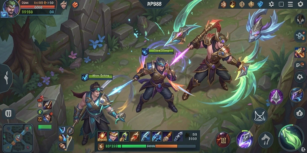 Tampilan gameplay RP888 dengan aksi pertempuran seru.
