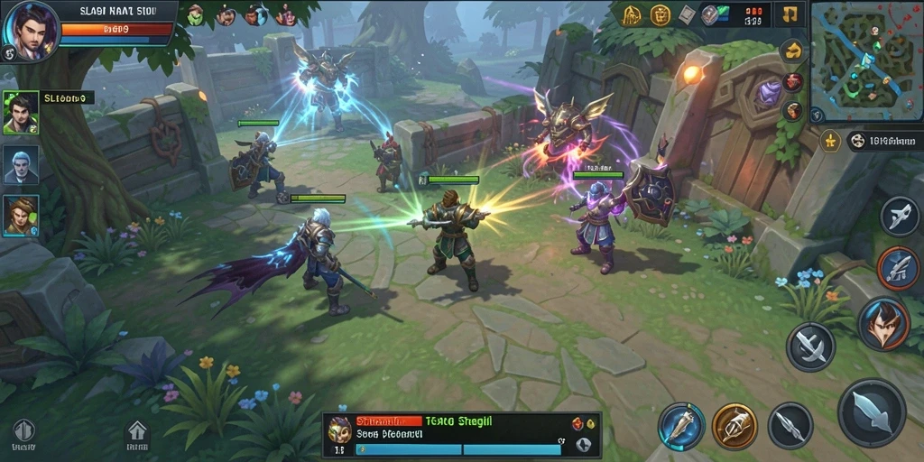 Screenshot gameplay SL999 yang menampilkan aksi strategis dan pertempuran.